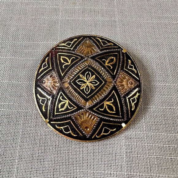 Jewelry - Vintage Damascene Star Pattern Brooch